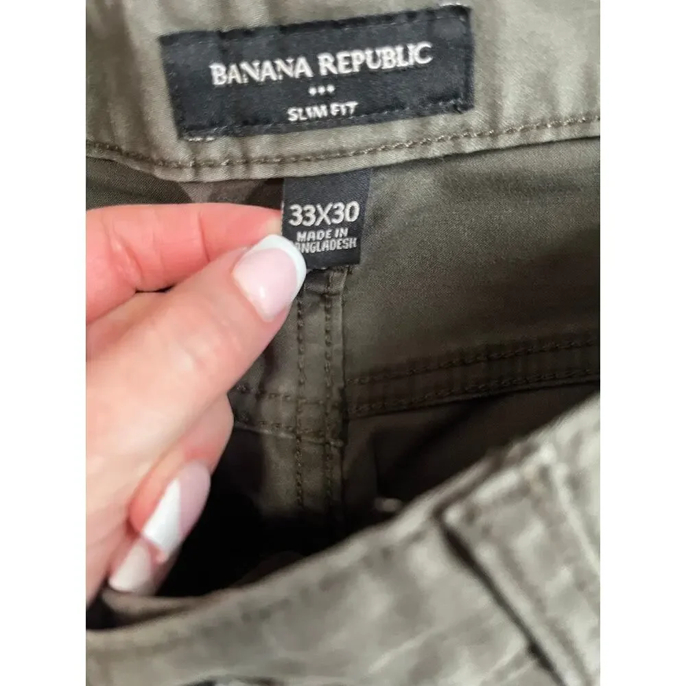 Banana Republic Men's Dark Green Slim Fit Pants Size 33